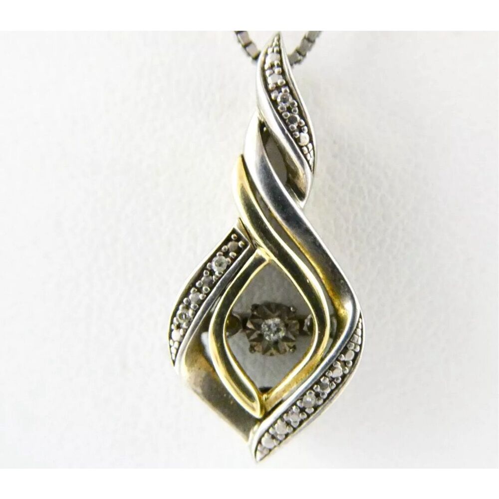 OTC Sterling Silver 10K Yellow Gold Diamond Studded Pendant.